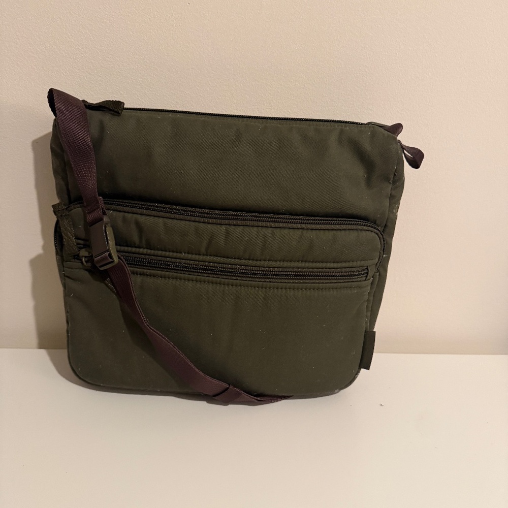 Vera Bradley Recycled Cotton Climbing Ivy Green Utility Crossbody Bag